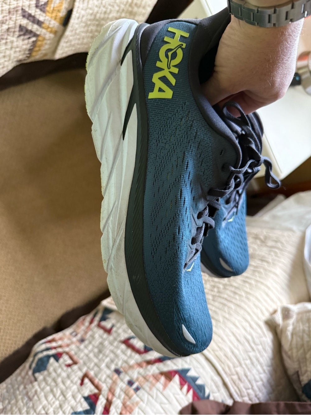 Hoka Men’s Athletic Shoes - Teal with Yellow Logo